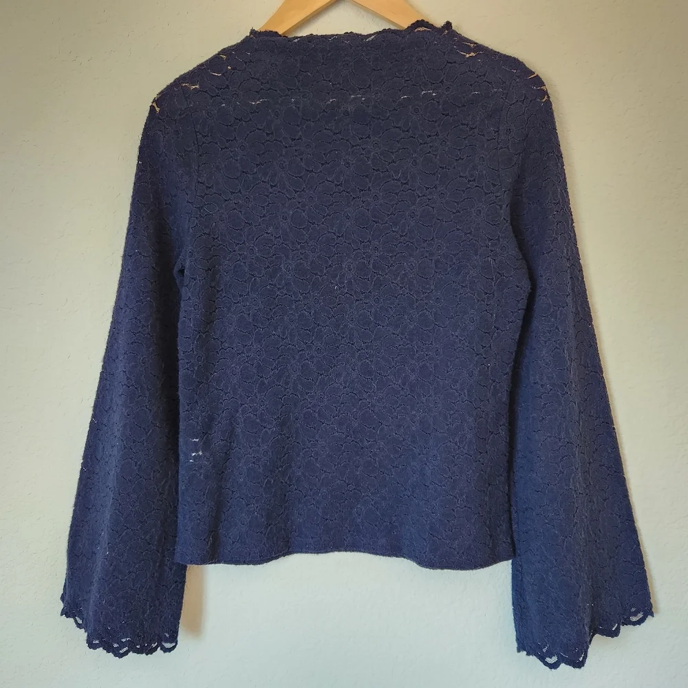 Women's Banana Republic Blue Bell Sleeve Lace Blouse Top Size XS
